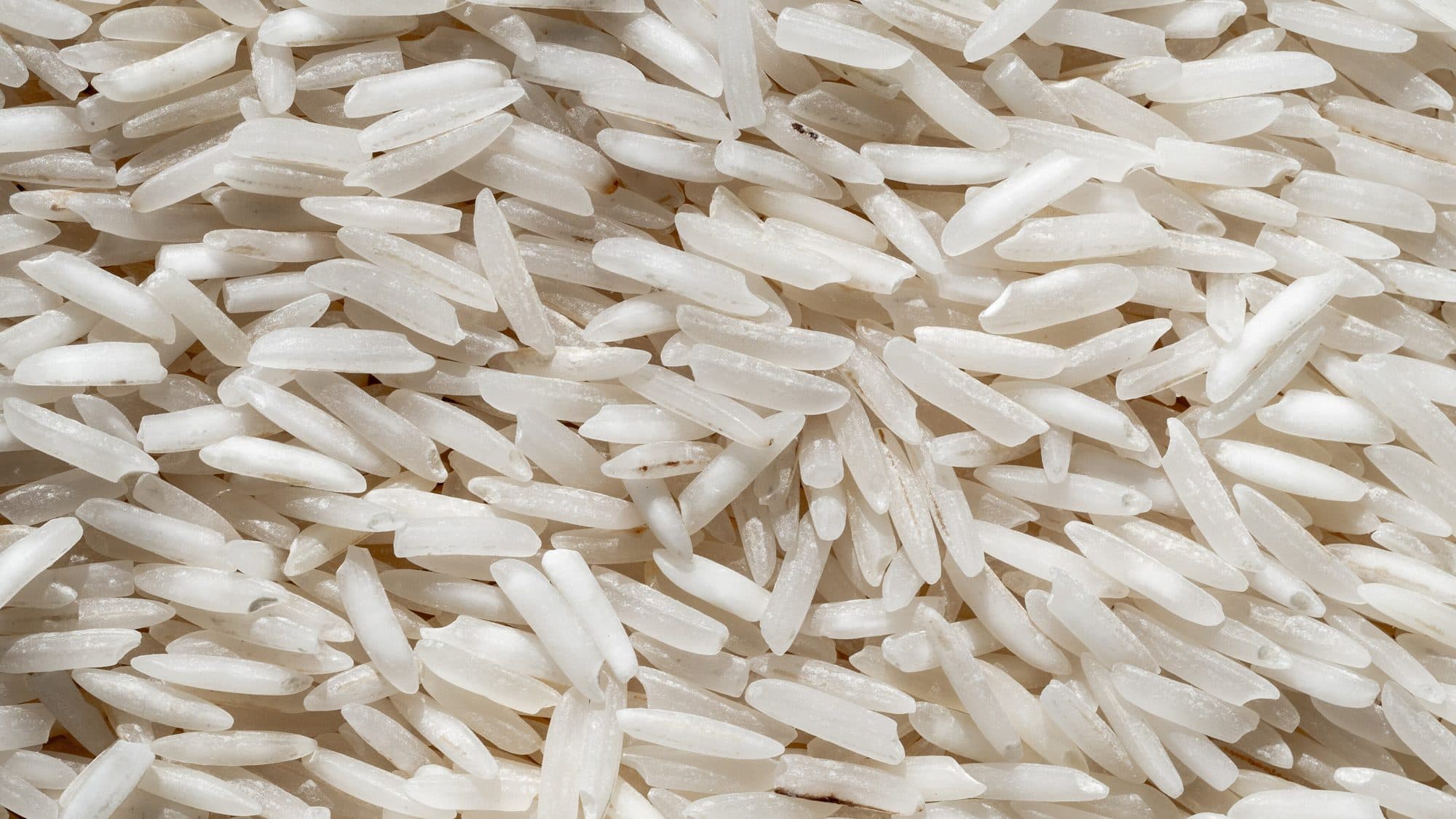 Close-up of long-grain basmati rice